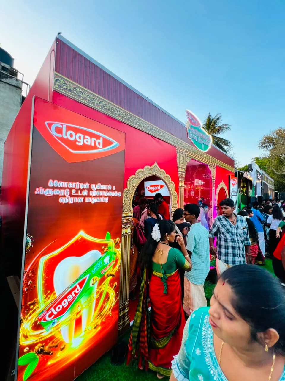 Clogard brand activation stall with crowd