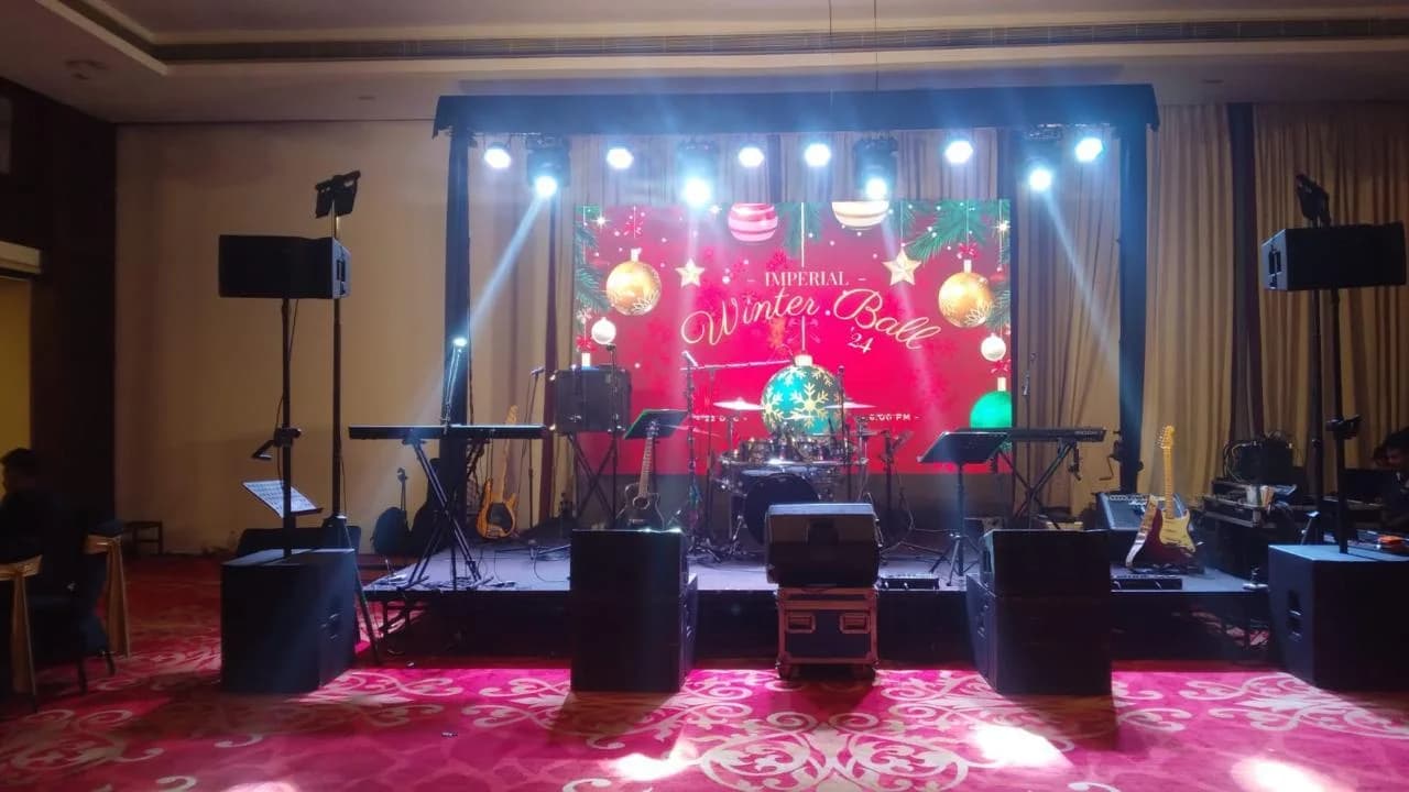 Indoor alloy stage rental with LED wall backdrop Sri Lanka