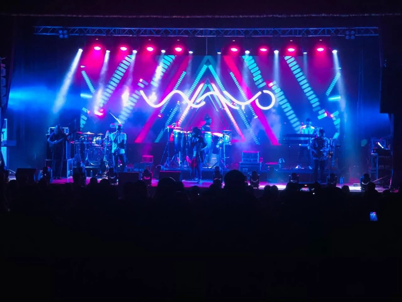 Stage lighting moving heads at concert
