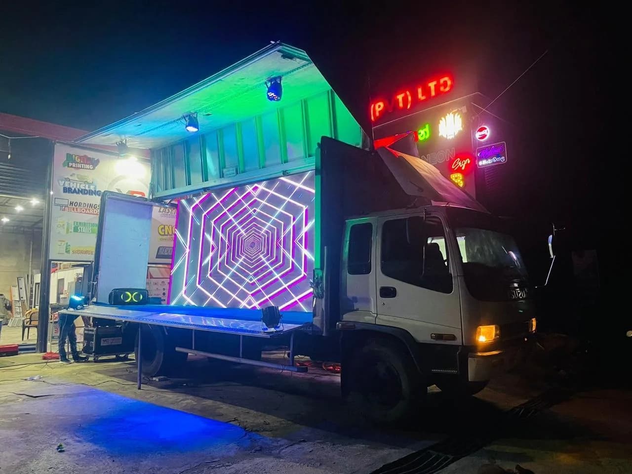 Mobile LED Screen Truck, Night, YC Events Sri Lanka